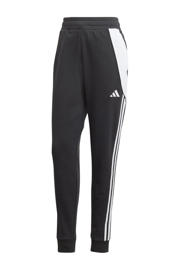 thumbnail: Zwart en witte dames adidas Performance sportbroek van katoen met regular fit, regular waist en elastische tailleband met koord