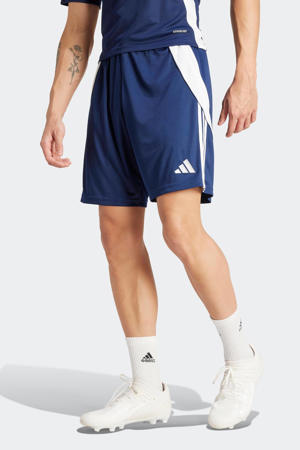 Senior voetbalshort Tiro 24 donkerblauw/wit