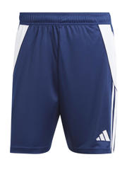 thumbnail: Donkerblauw en witte heren adidas Performance Senior voetbalshort van polyester met elastische tailleband met koord