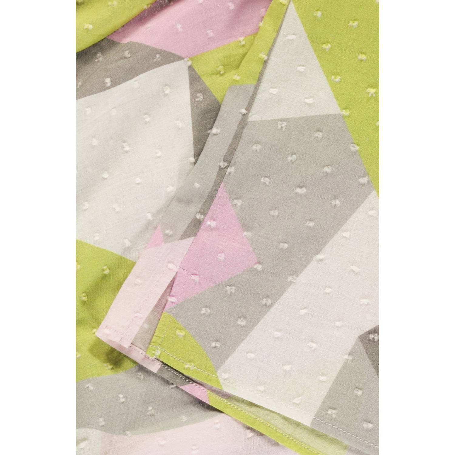 Expresso blousetop met all over print en textuur grijs limegroen roze