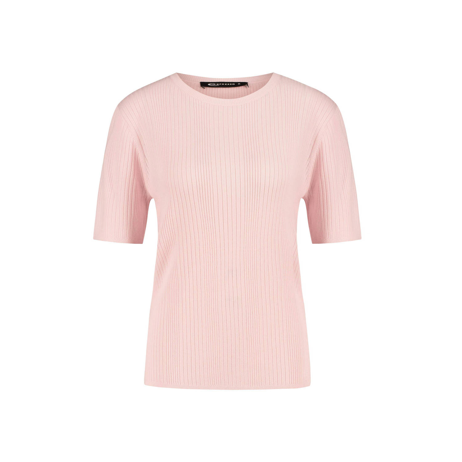 Expresso ribgebreide top lichtroze