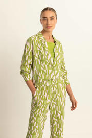 thumbnail: Limegroen, lime en lichtroze dames Expresso blouse van viscose met lange mouwen, klassieke kraag en knoopsluiting