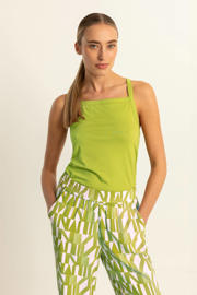 thumbnail: Limegroene dames Expresso jersey top met effen en vierkante hals