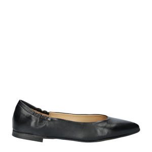 leren ballerina's zwart