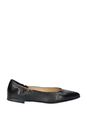 leren ballerina's zwart
