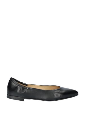 leren ballerina's zwart