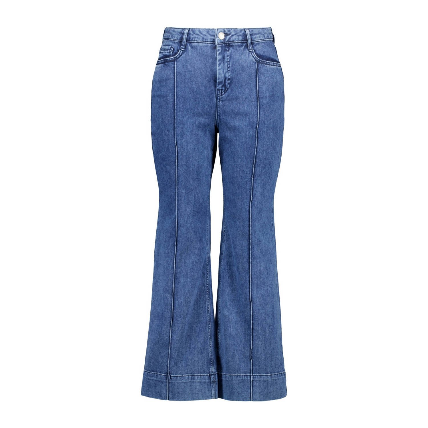 MS Mode high waist flared jeans medium blue denim