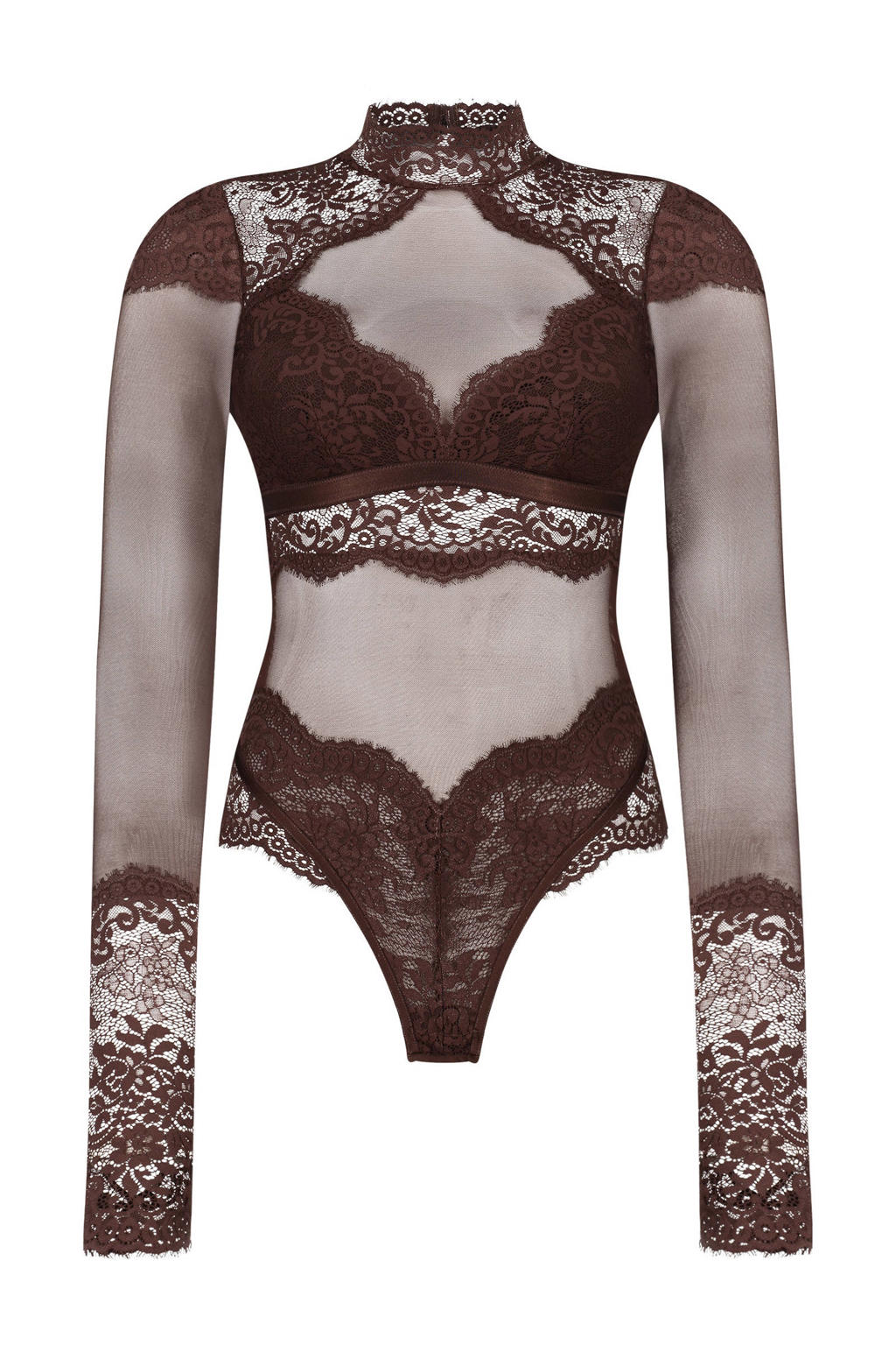 GORGLITTER Elegante kanten bodysuit voor dames, diepe V-hals, bodysuit