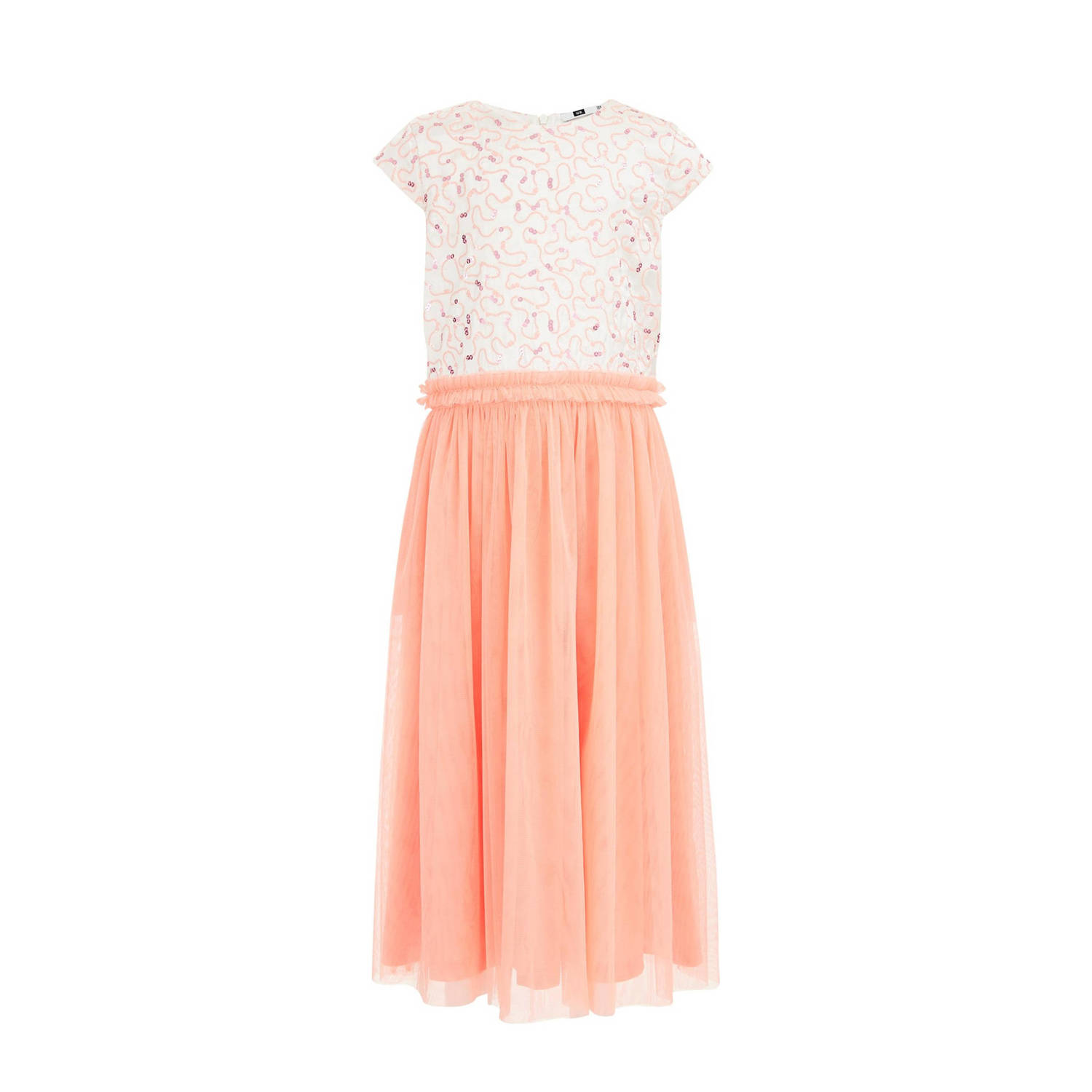 WE Fashion maxi jurk roze Meisjes Polyester Ronde hals Effen 146 152