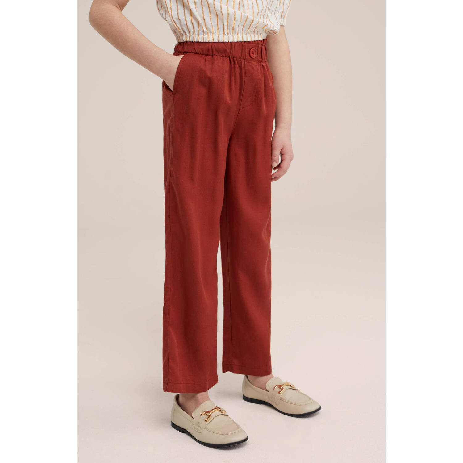WE Fashion straight fit broek bruin