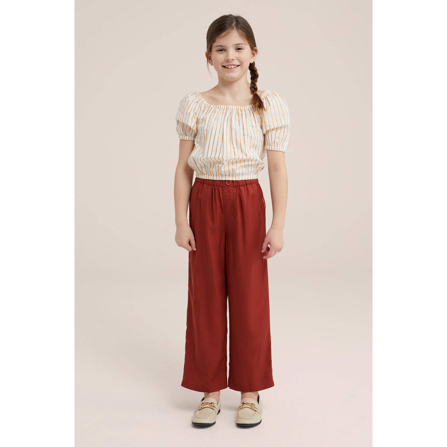 WE Fashion straight fit broek bruin