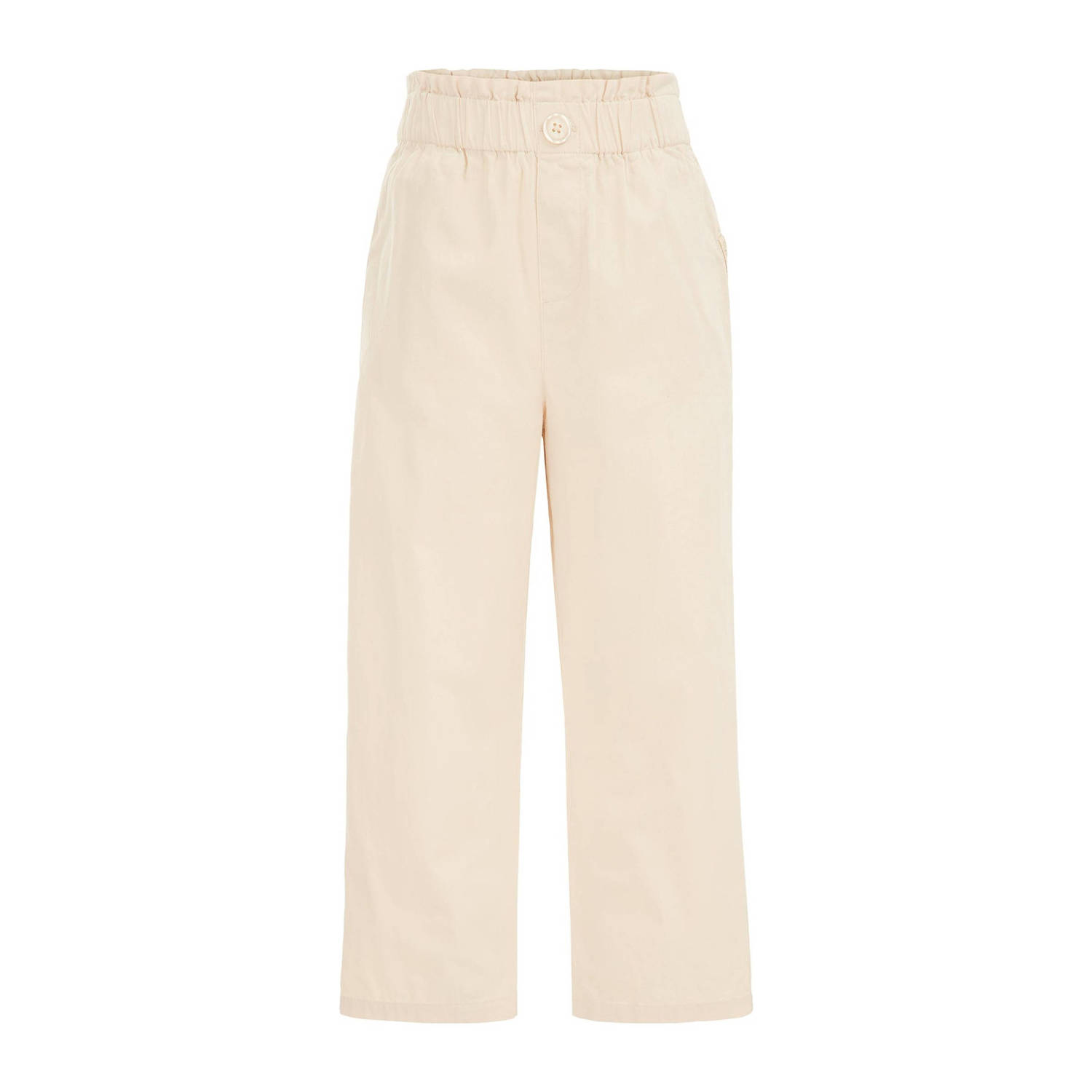 WE Fashion straight fit broek beige Meisjes Katoen Effen 104