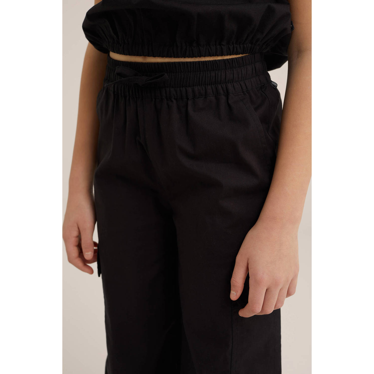 WE Fashion wide leg cargobroek zwart
