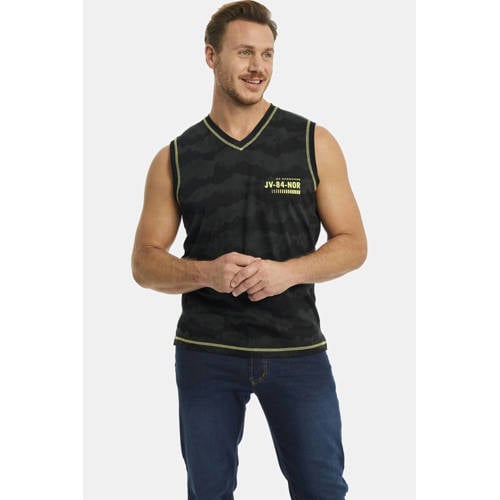 Jan Vanderstorm +FIT Collectie regular fit T-shirt FAFNER Plus Size met logo zwart afbeelding