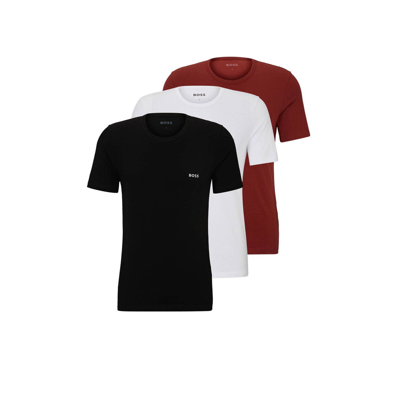 BOSS ondershirt (set van 3) zwart wit rood