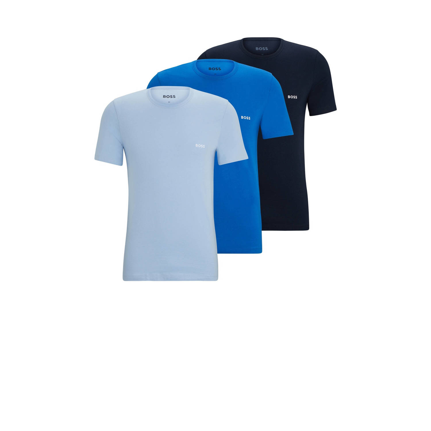 BOSS ondershirt (set van 3) blauw