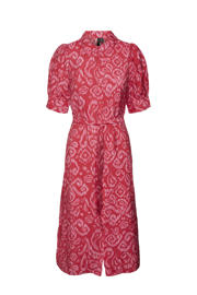 thumbnail: Roze dames VERO MODA blousejurk met ceintuur van viscose met korte mouwen, klassieke kraag en knoopsluiting