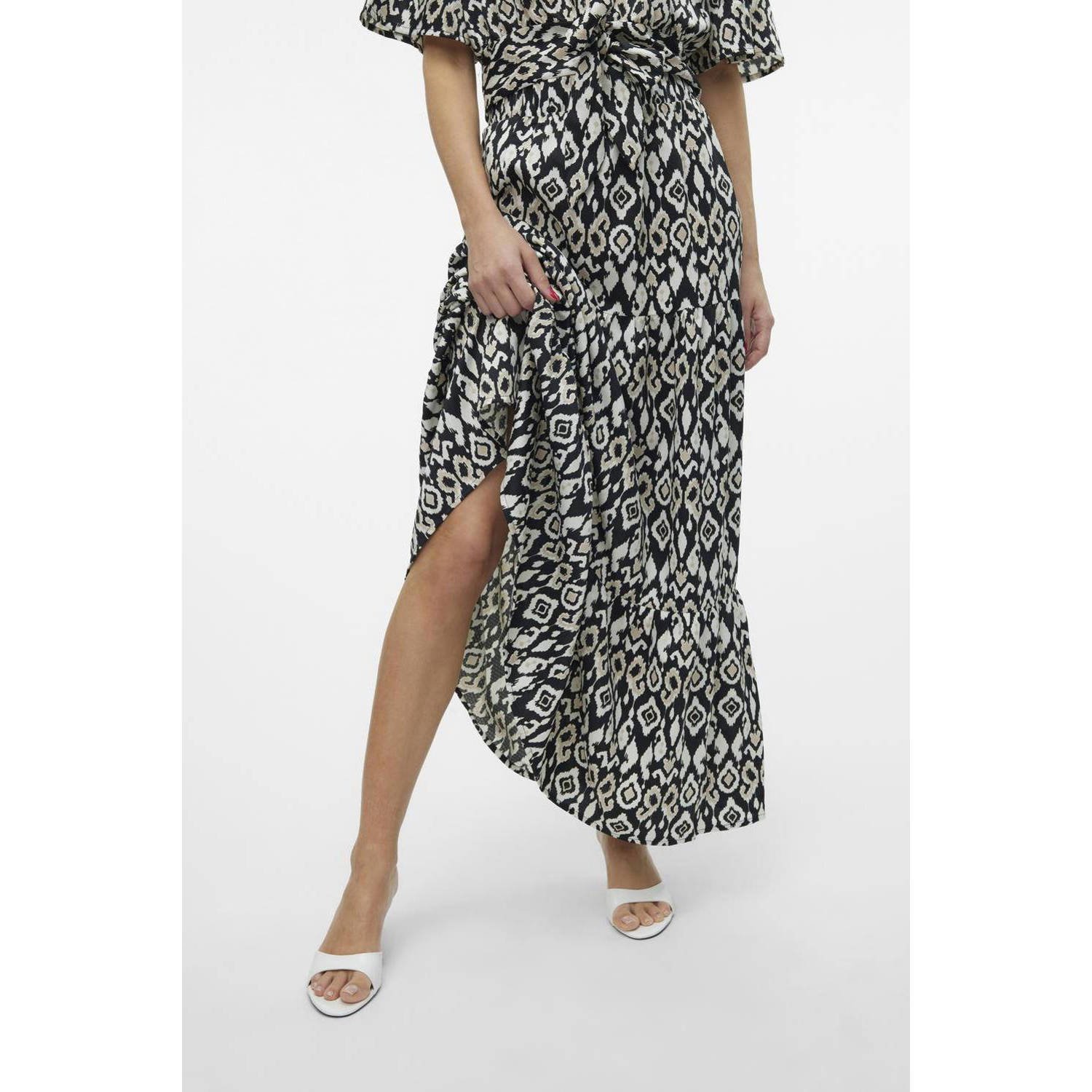 VERO MODA rok met all over print zwart crème