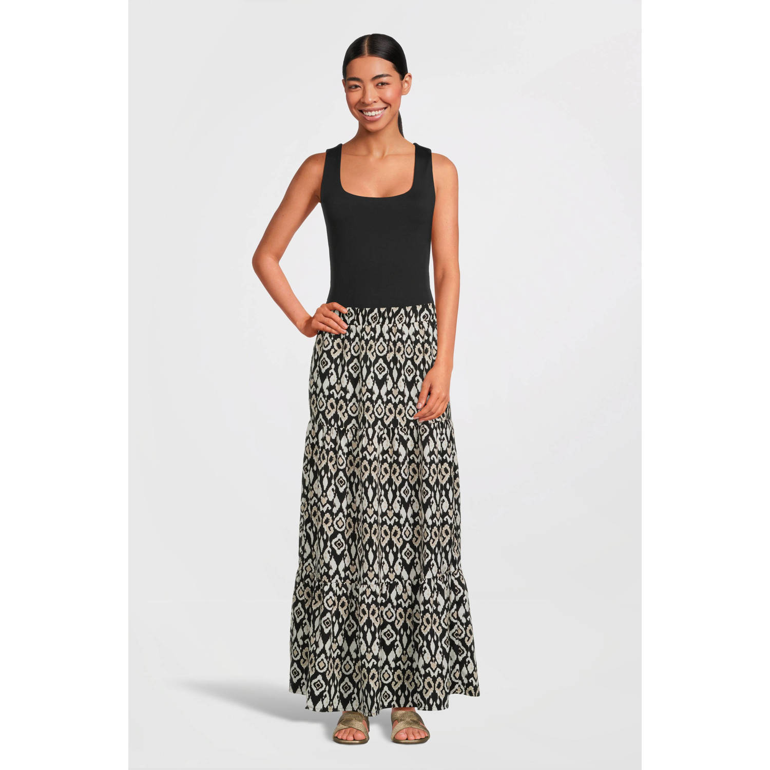 VERO MODA rok met all over print zwart crème