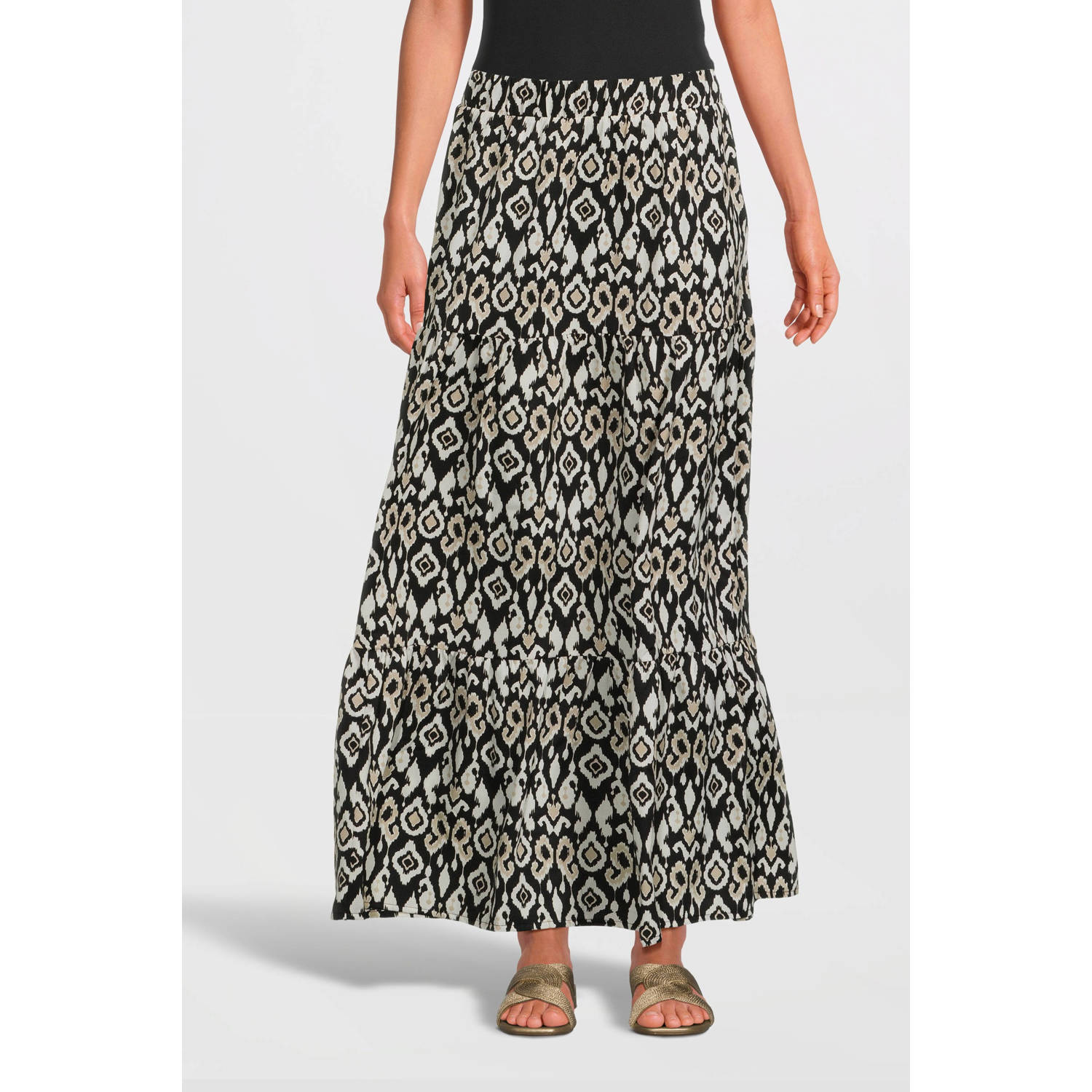 VERO MODA rok met all over print zwart crème