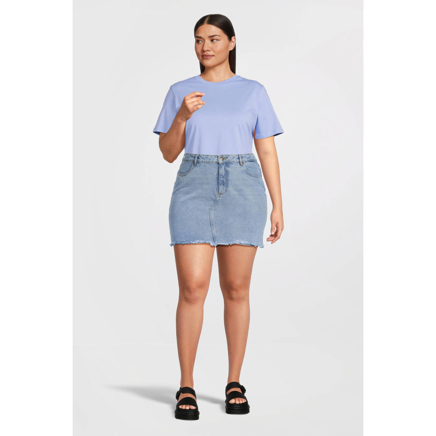 Urban Classics Curvy spijkerrok light blue denim