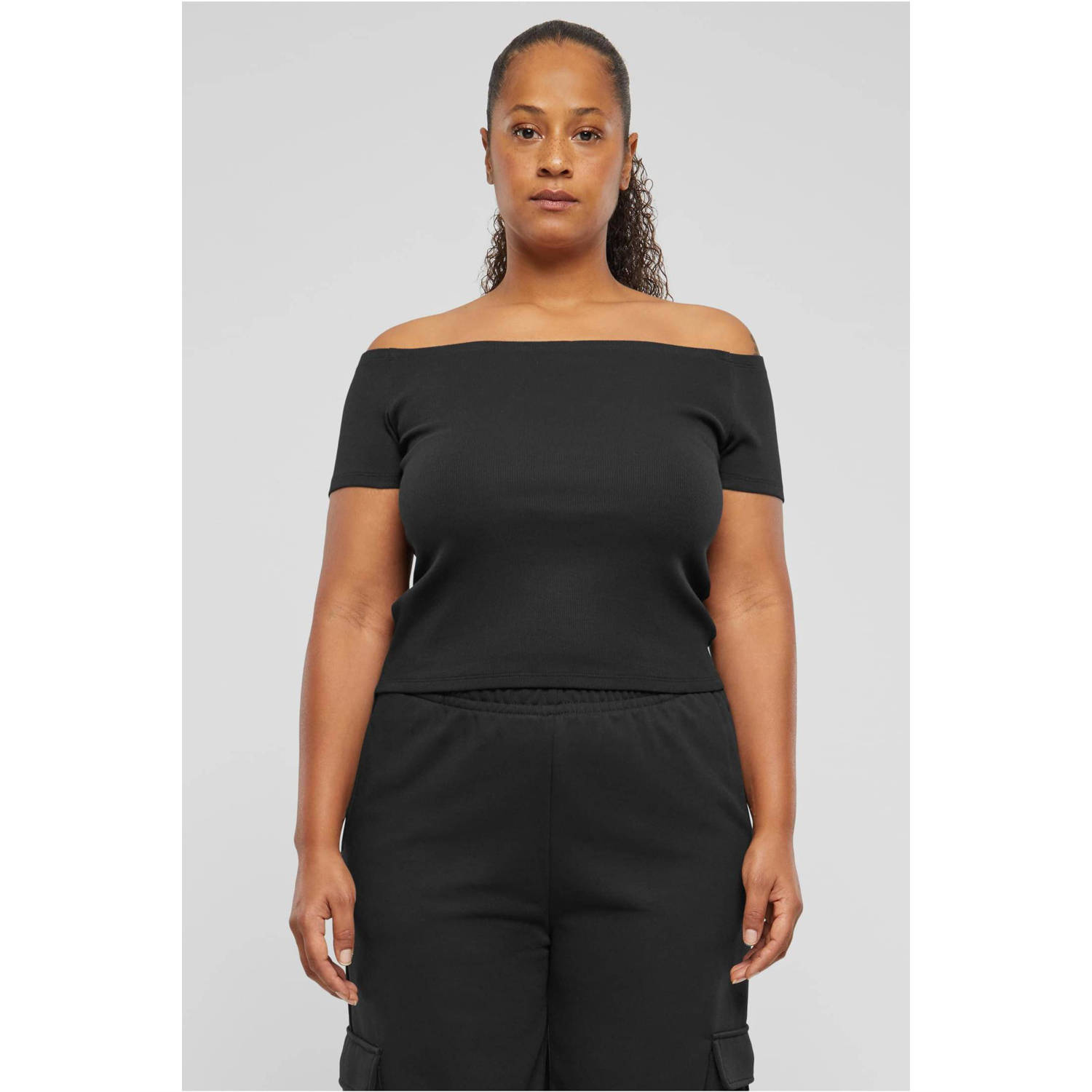Urban Classics Ladies Organic Off Shoulder Rib Tee T-shirts Dames multicolor maat: XL beschikbare maaten:XS S M L XL