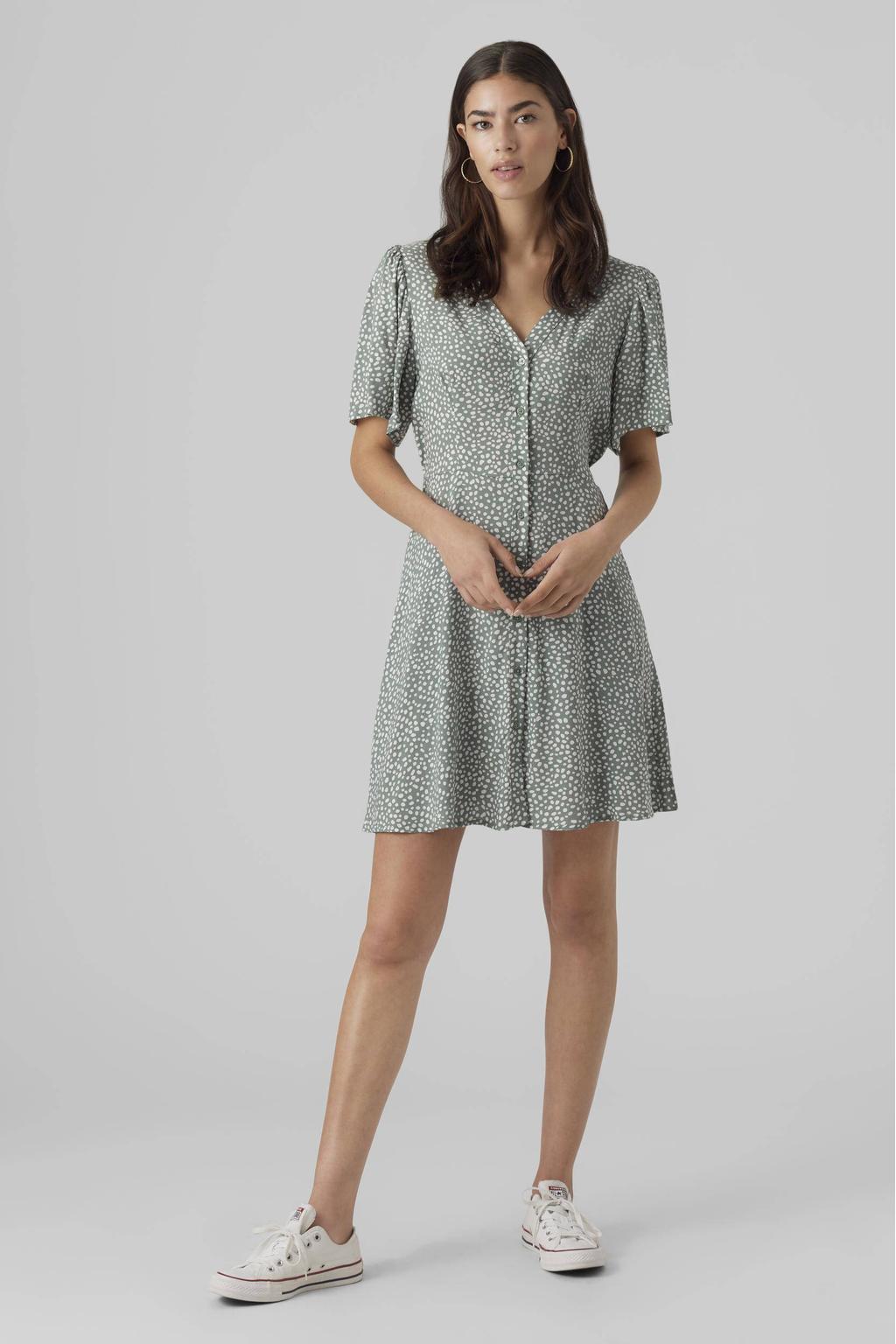 VERO MODA jurk VMALBA met stippen mintgroen/wit