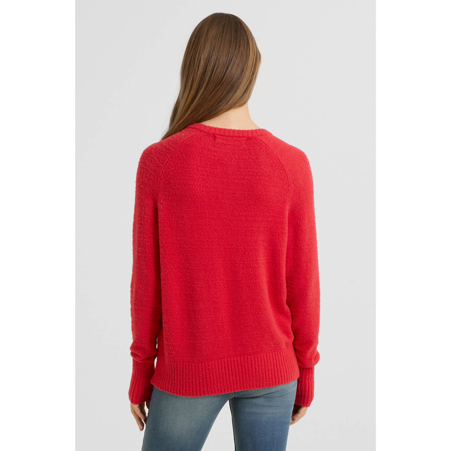 anytime gebreide trui met V-hals rood