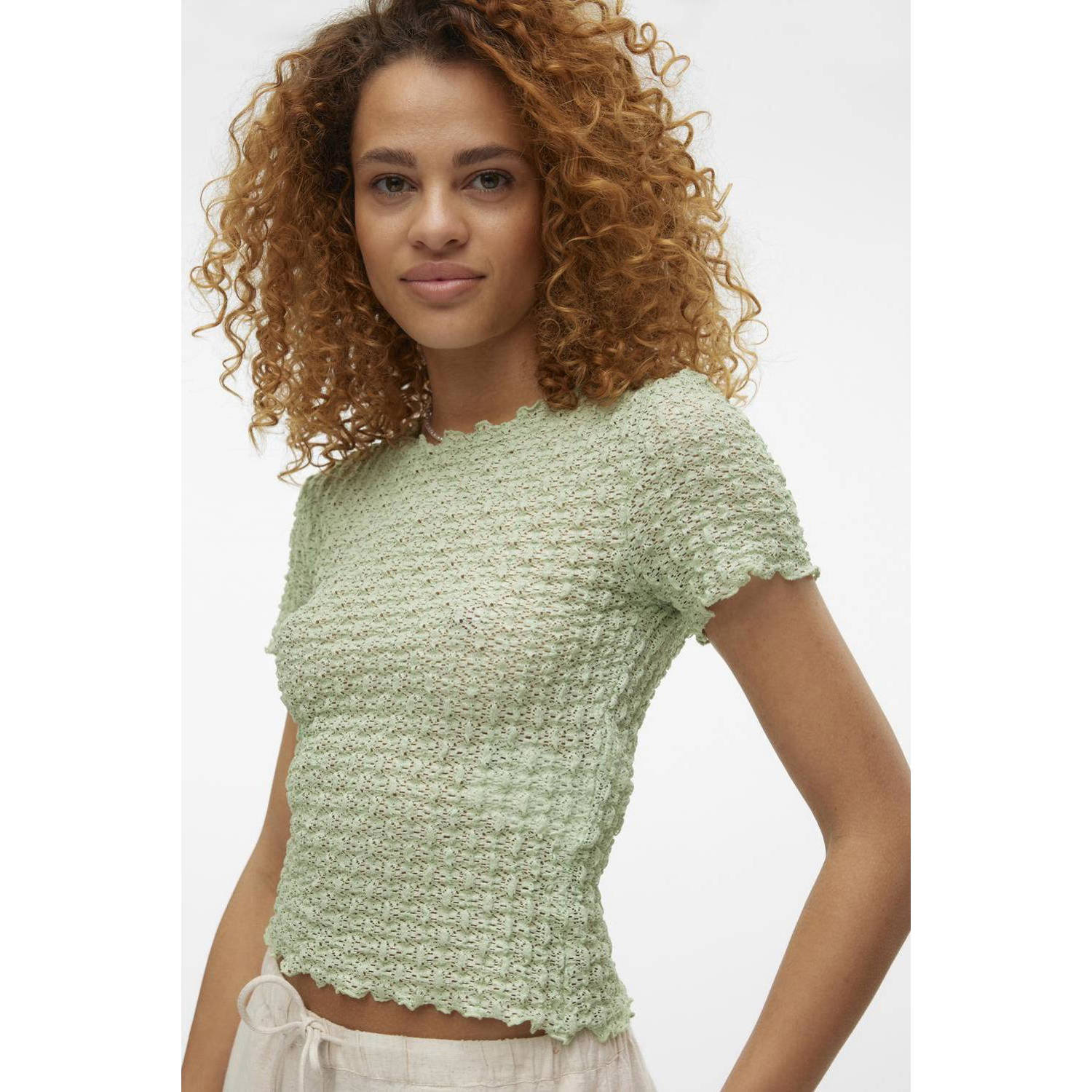Vero Moda Shirt met korte mouwen VMSHELBY SS O-NECK SHORT TOP VMA NOOS (1-delig)