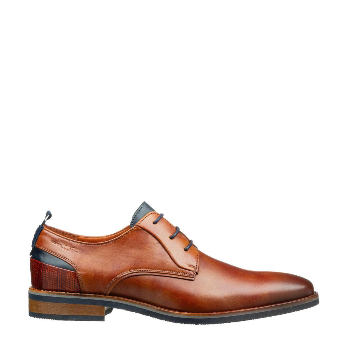 Van Lier Amalfi leren veterschoenen cognac wehkamp