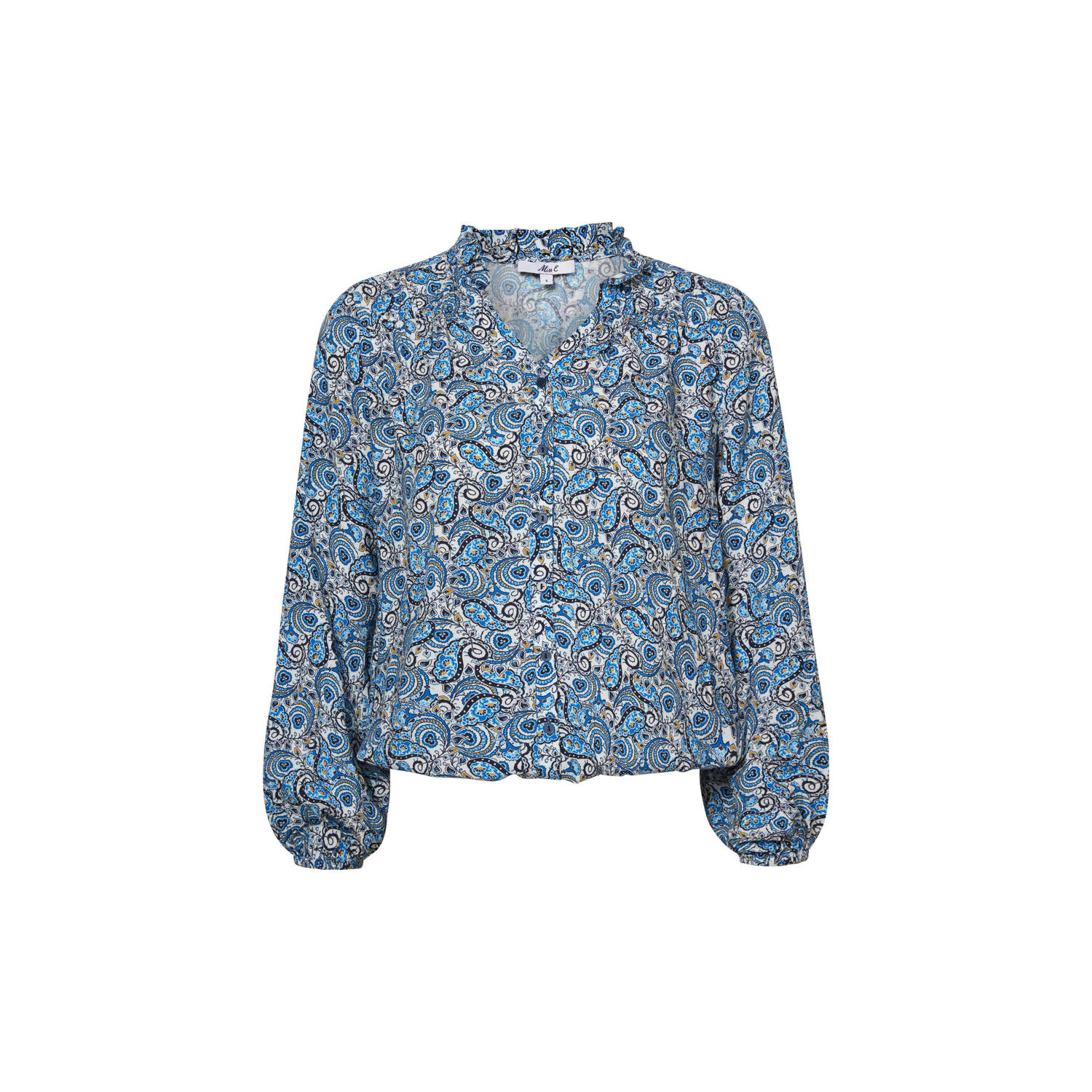 Miss Etam top Emma met all over print blauw ecru