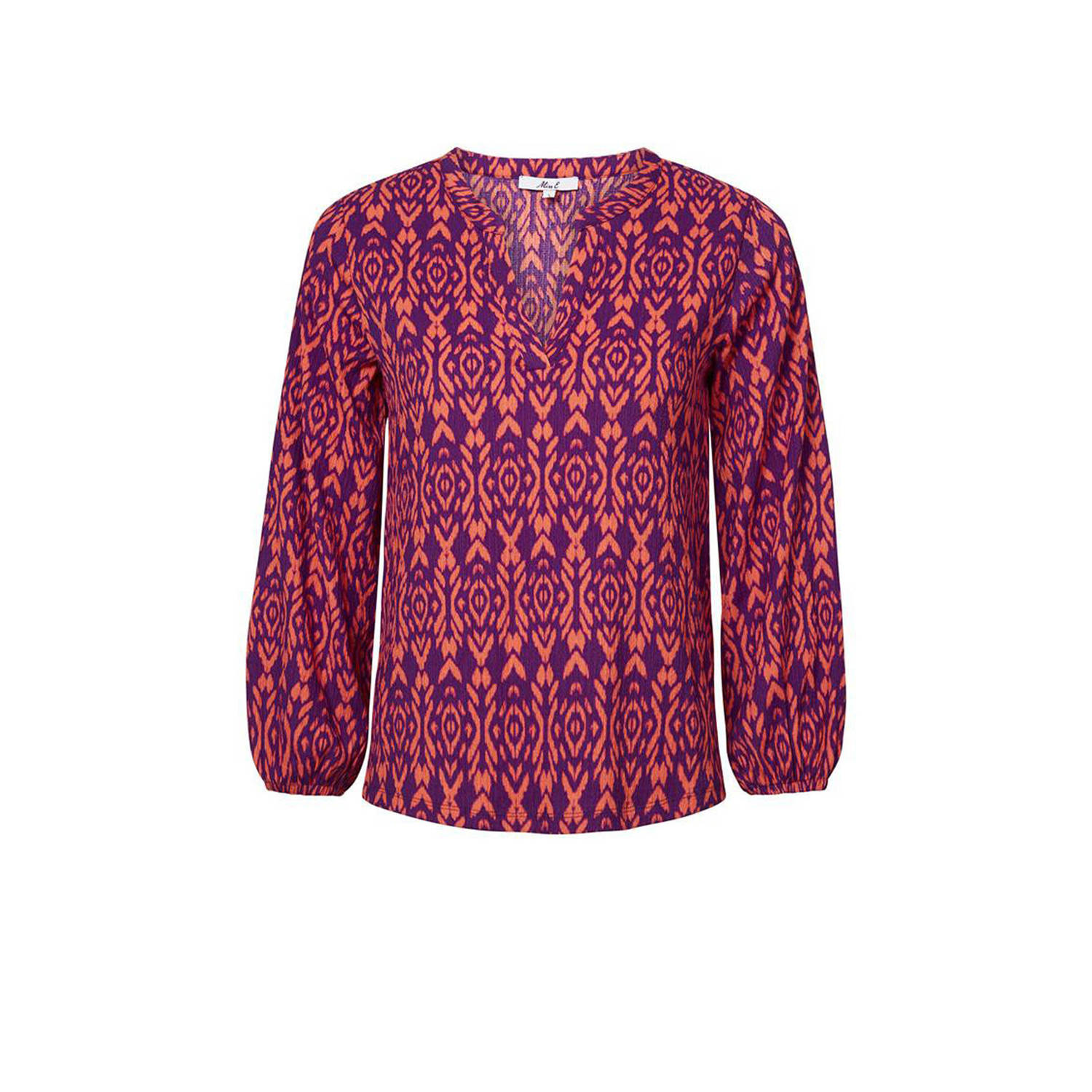 Miss Etam top Misha met all over print paars oranje