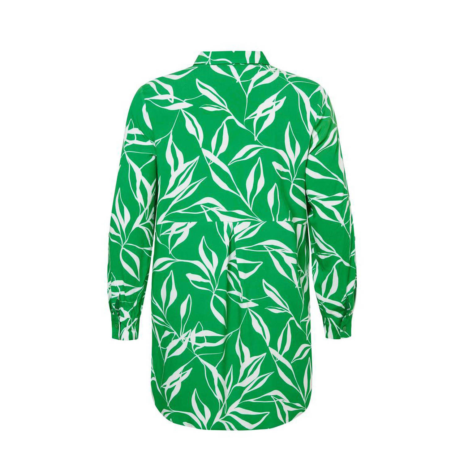 Miss Etam Plus blouse Lilly blouse long chally Pl met all over print groen wit