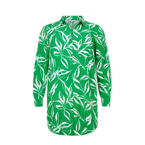 Miss Etam Plus blouse Lilly blouse long chally Pl met all over print groen/wit