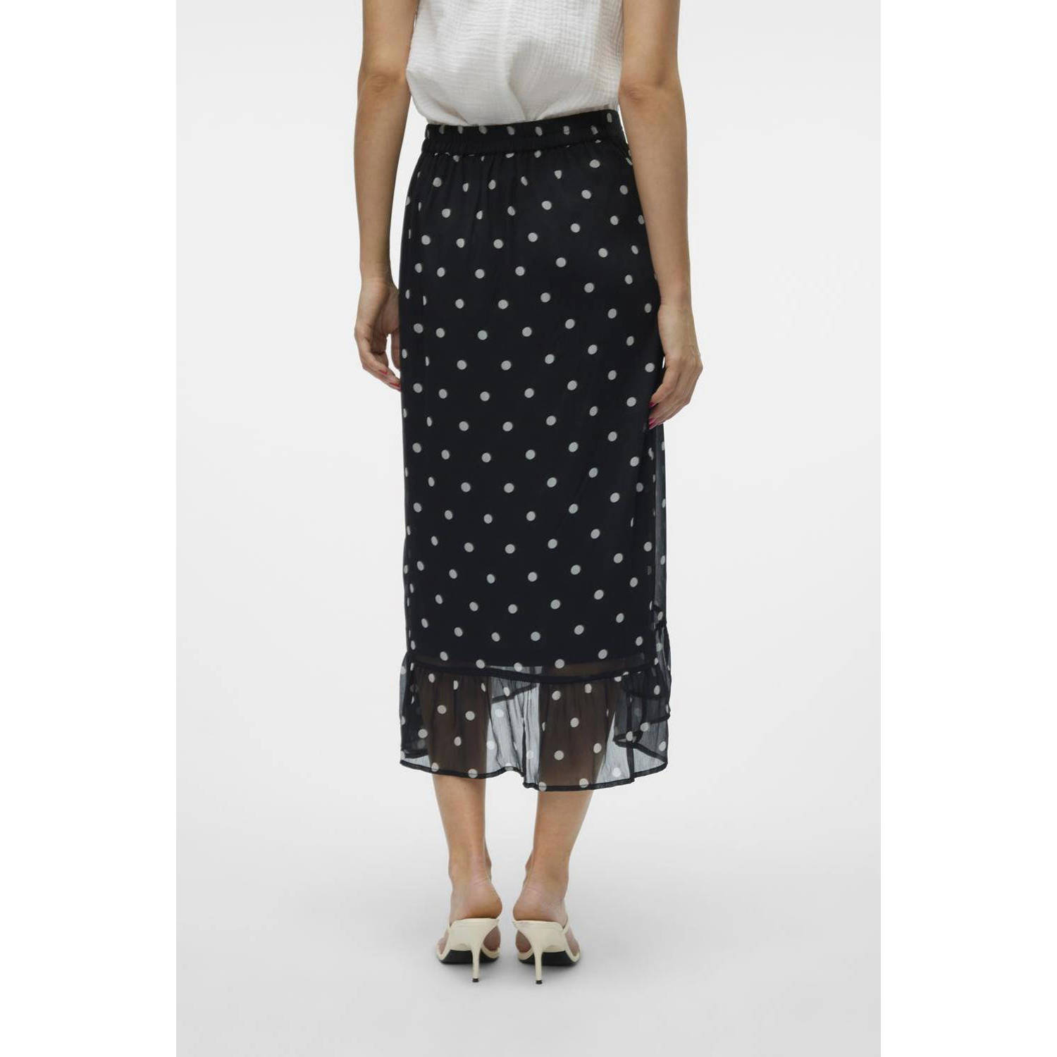 VERO MODA rok VMSMILLA met stippen zwart wit