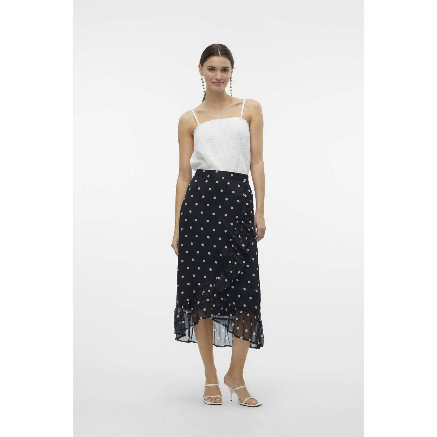 VERO MODA rok VMSMILLA met stippen zwart wit