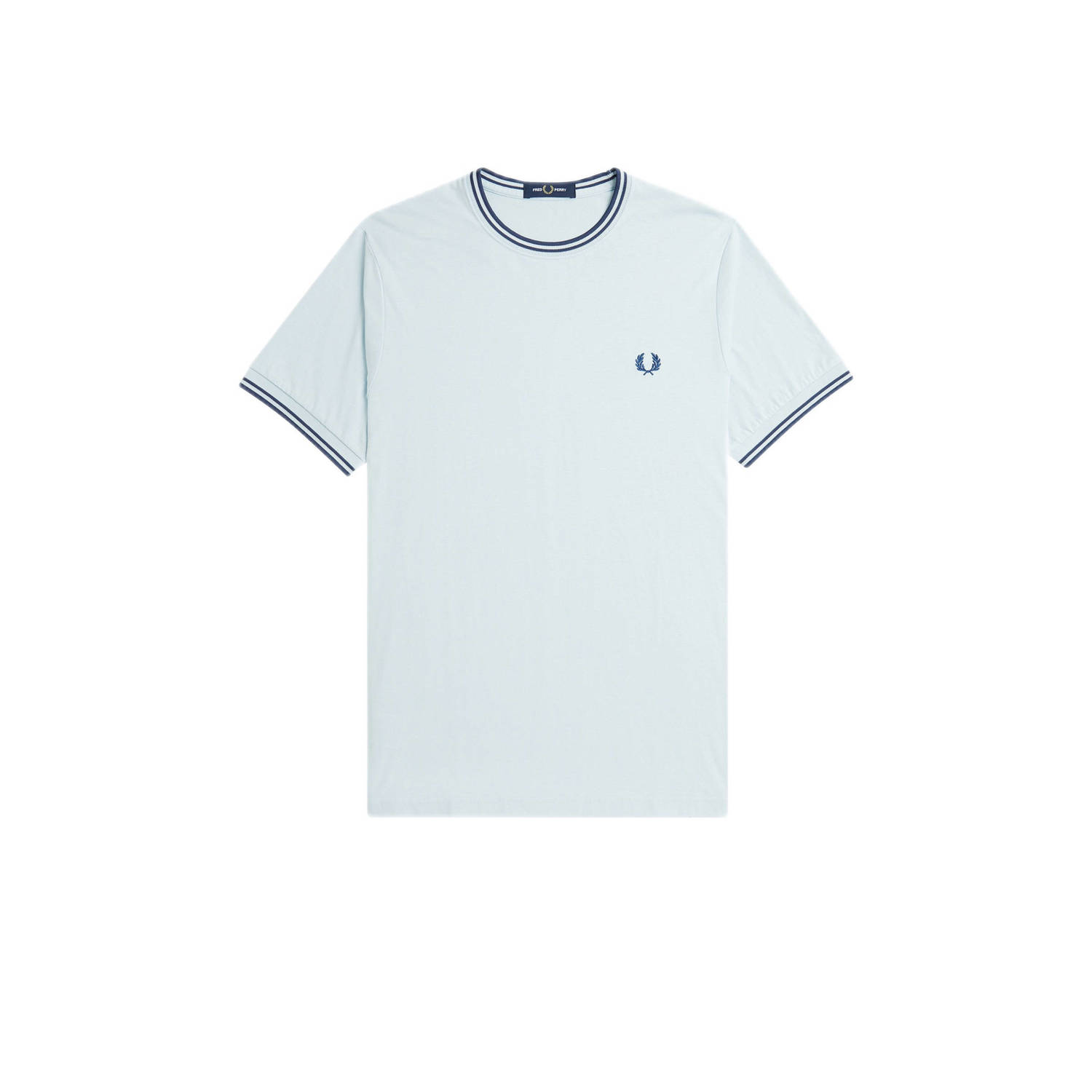 Fred Perry Blauw Contrast Geribbelde Hals T-shirt Blue Heren