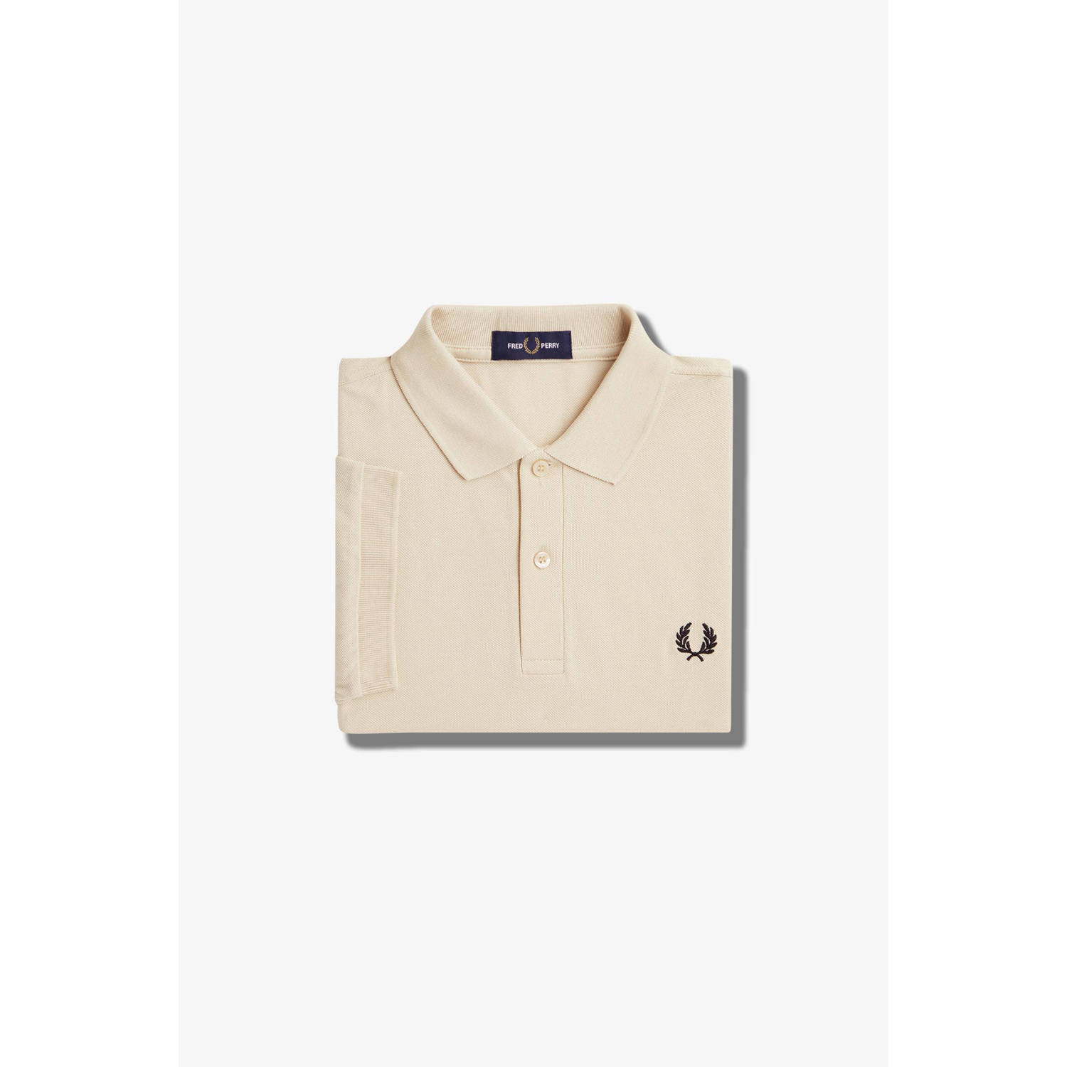 Fred Perry regular fit polo met logo oatmeal black