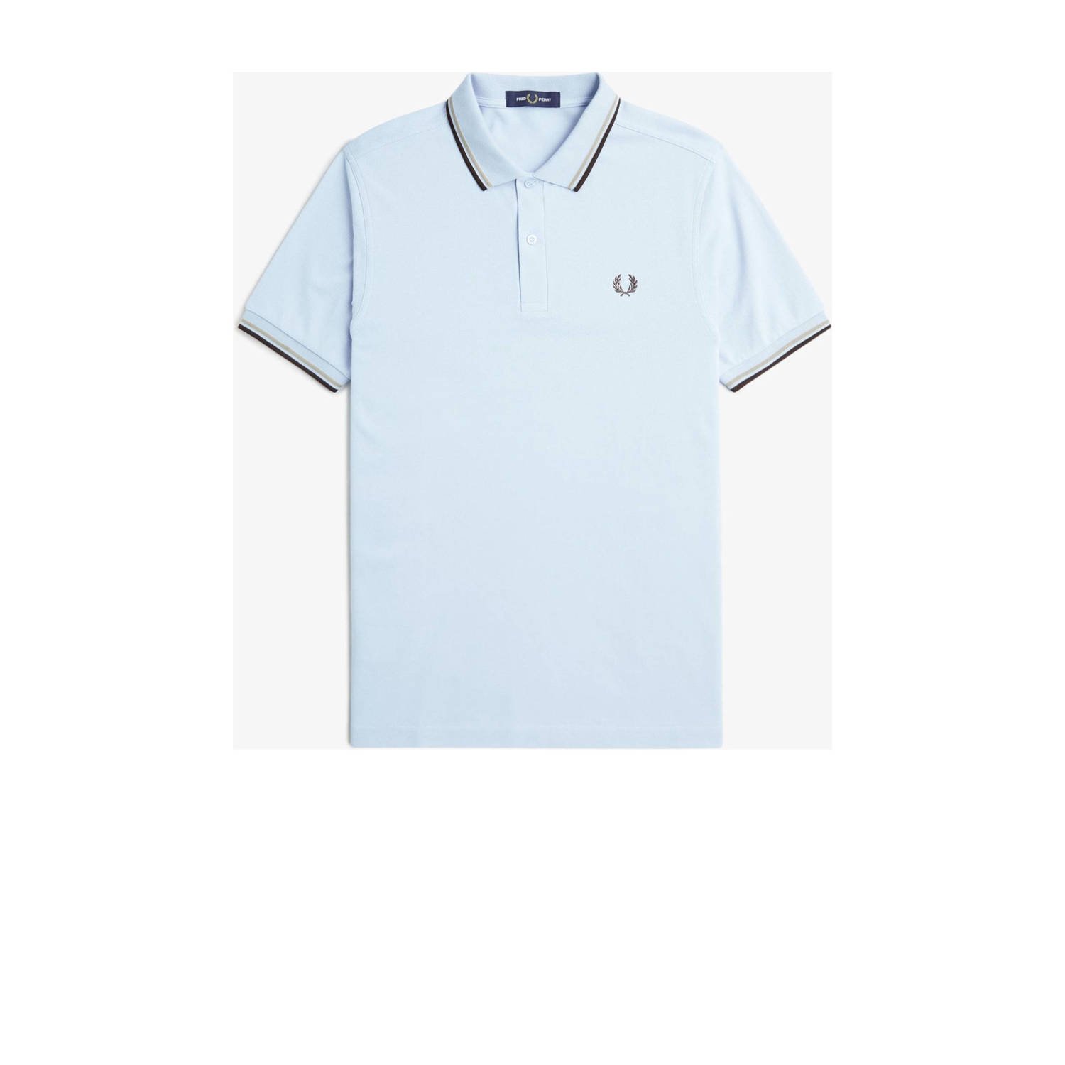 Fred Perry regular fit polo TWIN TIPPED met logo lichtblauw