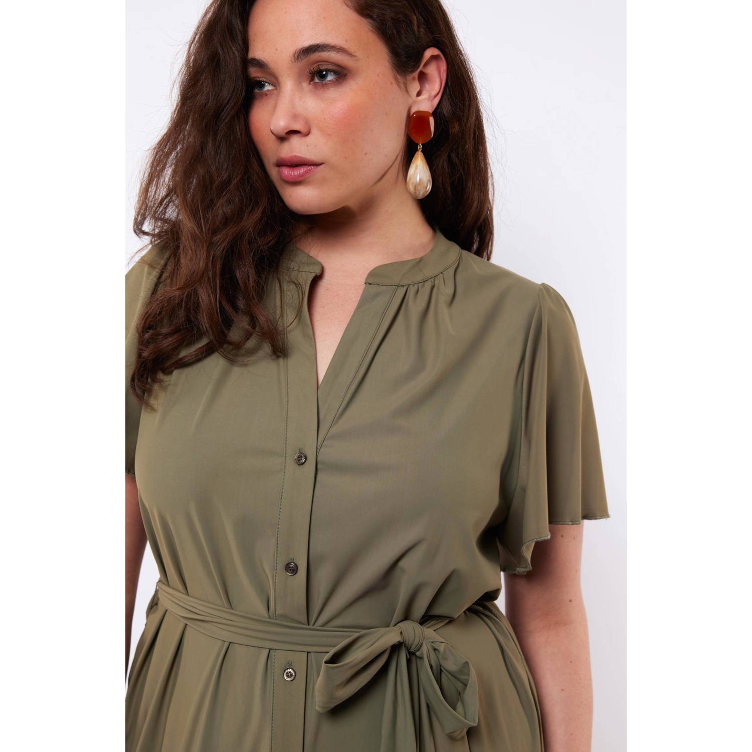 Exxcellent blousejurk van travelstof groen