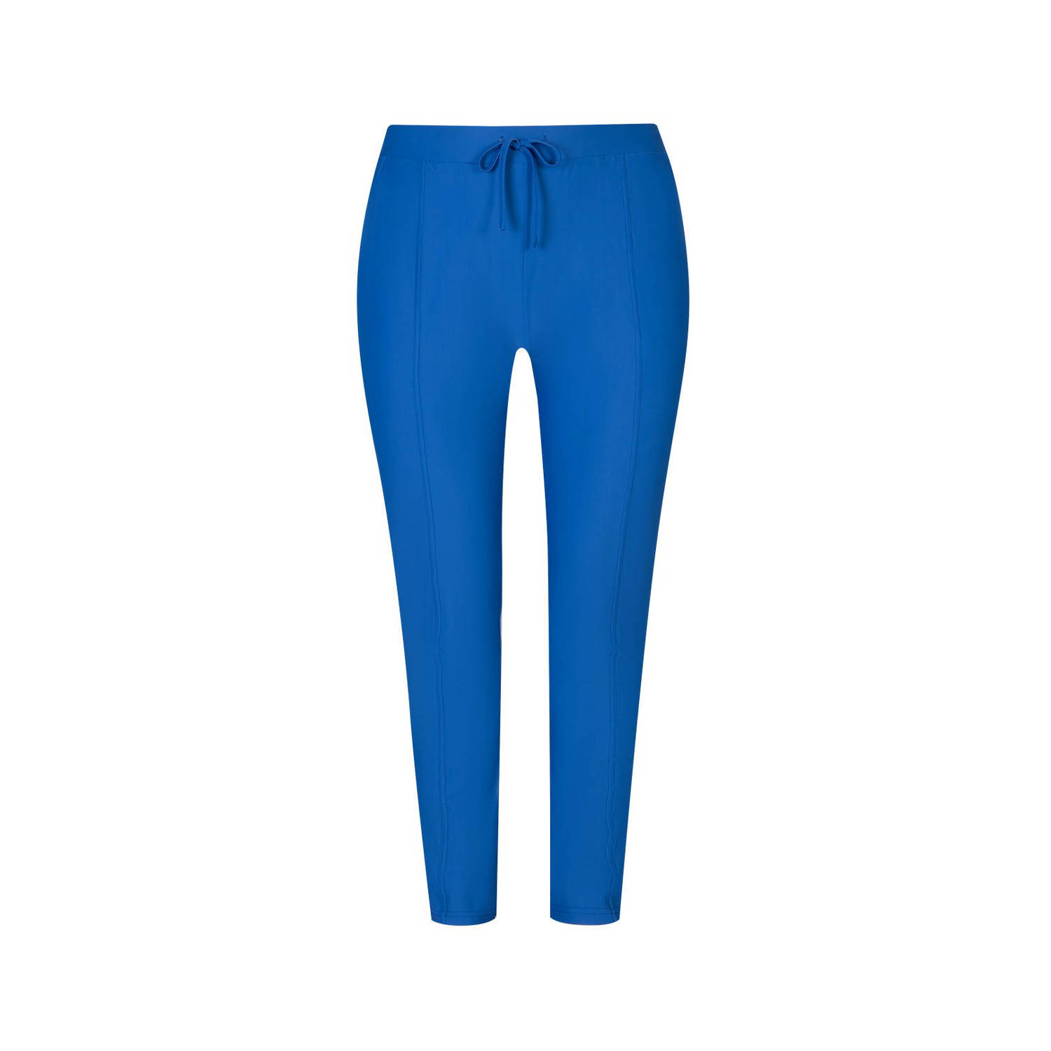Exxcellent high waist regular fit broek van travelstof korenblauw