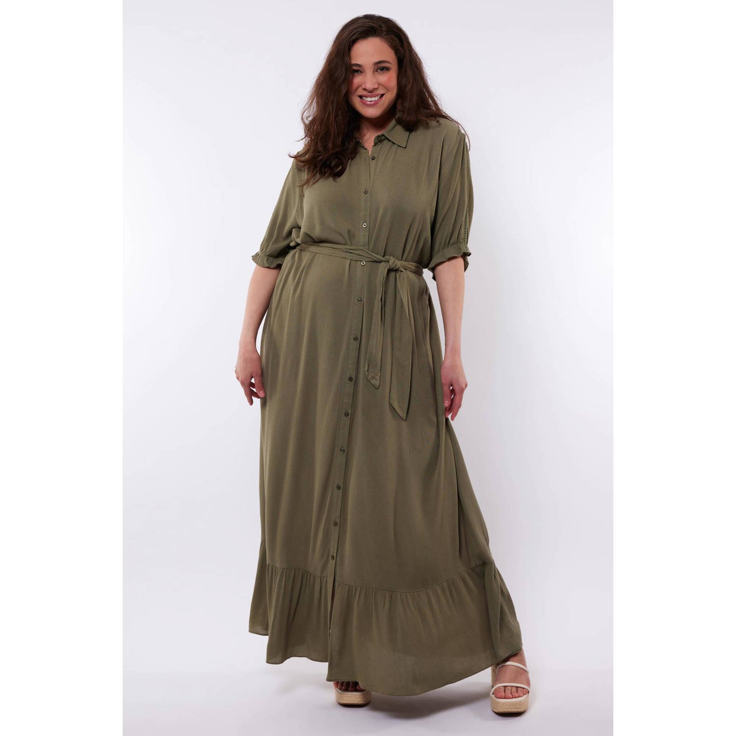 Exxcellent maxi blousejurk groen