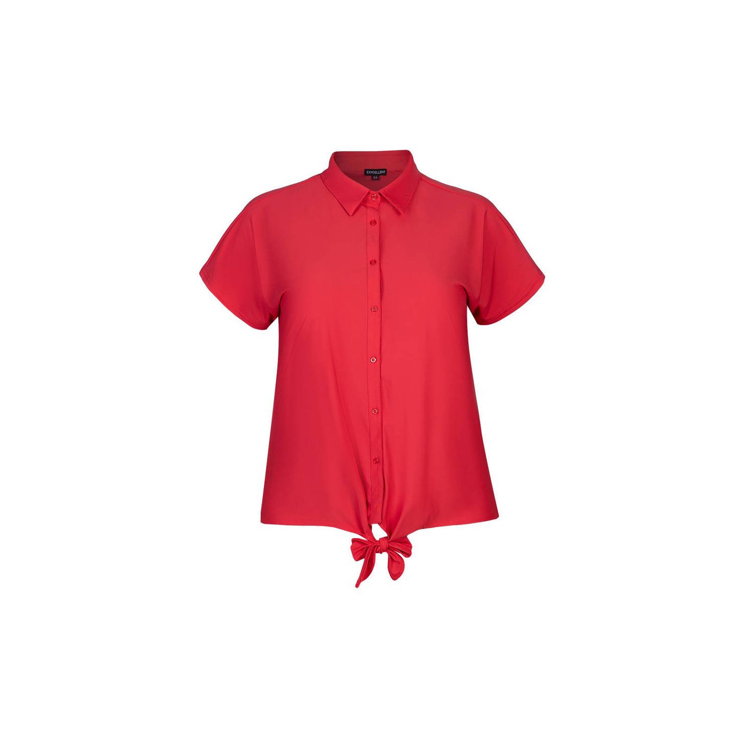 Exxcellent blouse van travelstof rood