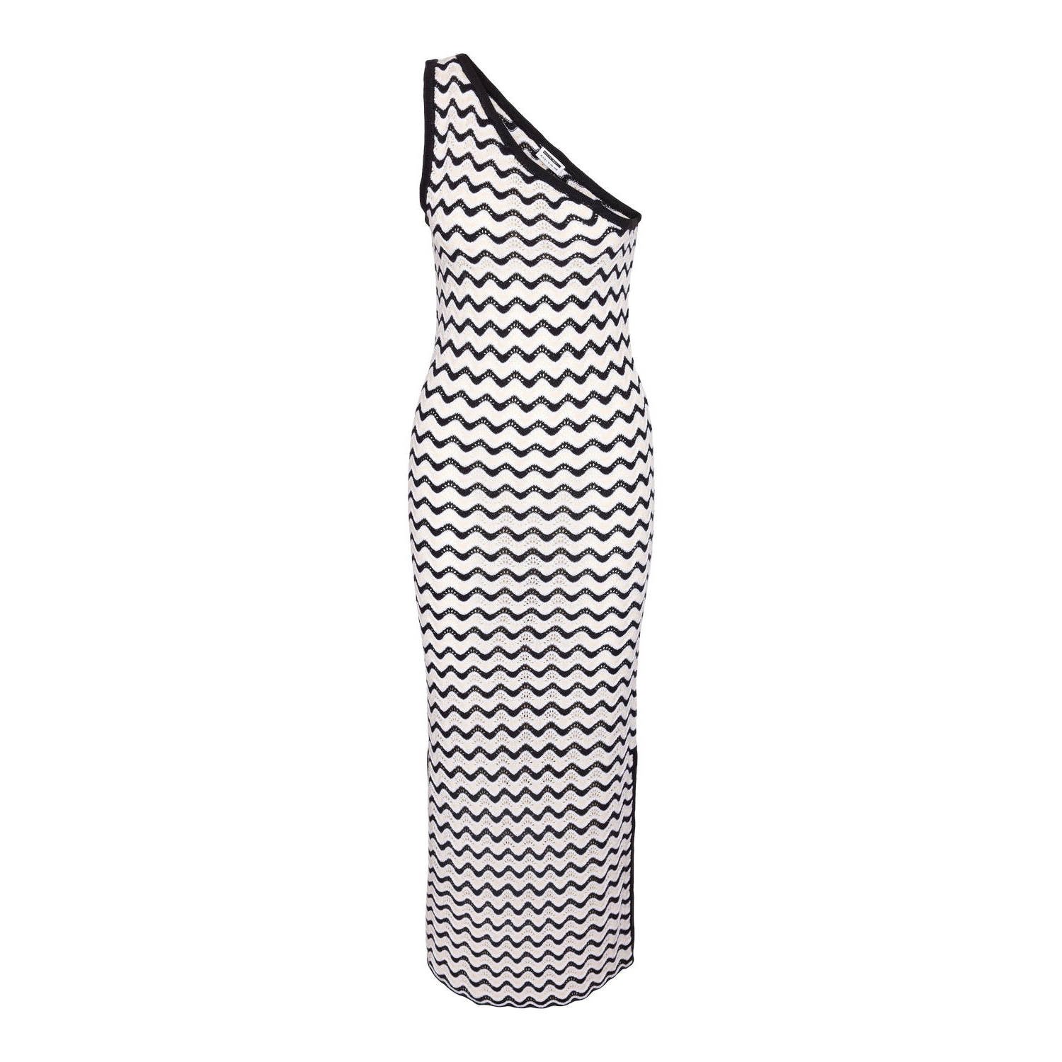 NOISY MAY bodycon jurk NMSADIE met all over print en ingebreid patroon zwart gebroken wit