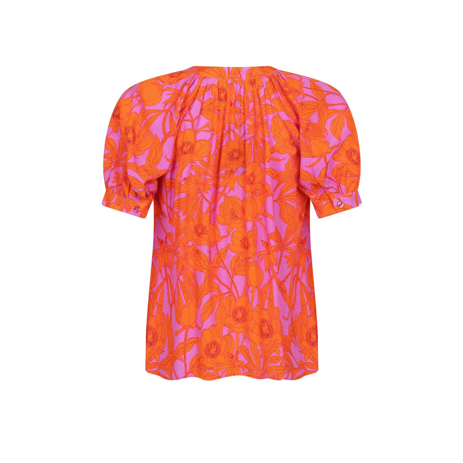Ydence gebloemde blouse Ayla lila oranje