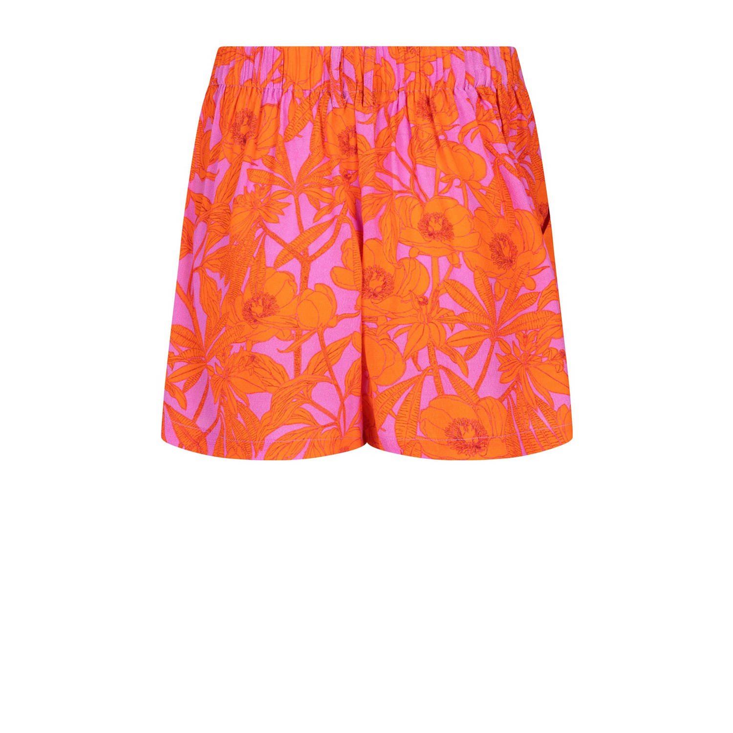 Ydence gebloemde high waist regular fit short Katie lila oranje
