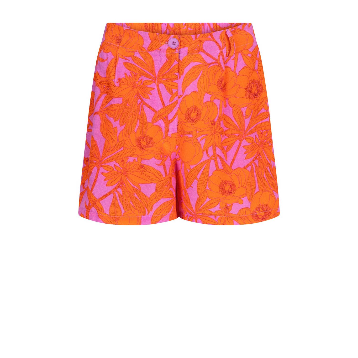 Ydence gebloemde high waist regular fit short Katie lila oranje