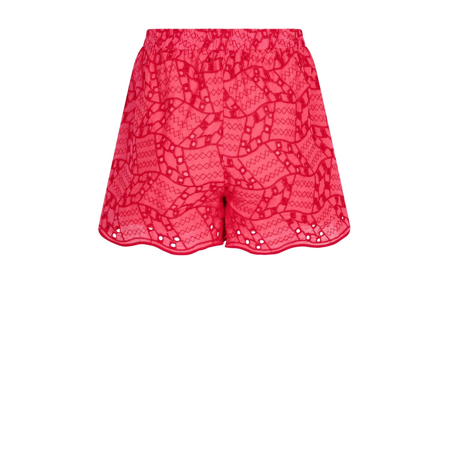 Ydence high waist regular fit short Quinn met all over print en borduursels roze rood