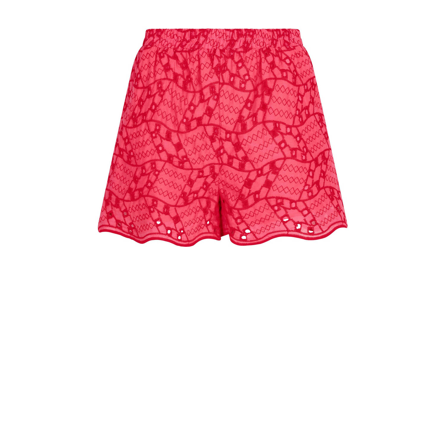 Ydence high waist regular fit short Quinn met all over print en borduursels roze rood