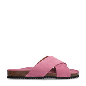  suède slippers roze 